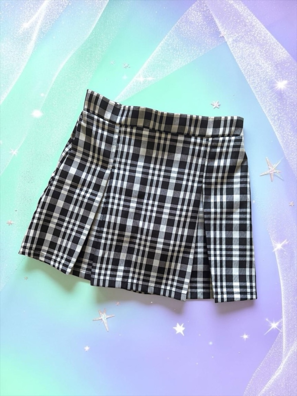 Sweet Butterfly Girls 14/16 Black & White Plaid Pleated Skort